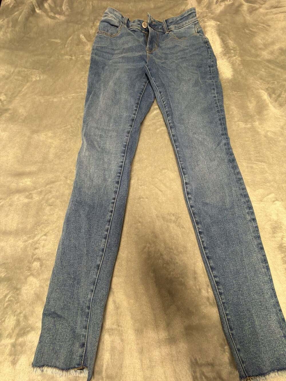 Maurices Blue Skinny Jeans Raw Hem Size S Regular